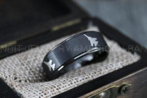 Fighter Aircraft Ring, Army Ring, Military Ring, Airforce Ring, Military Jewelry, Black Wedding Band, His Wedding Band, Fighter Jet Wedding