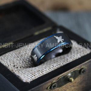 IMG_1401 Fighter Aircraft Ring, Army Ring, Military Ring, Airforce Ring, Military Jewelry, Black Wedding Band, His Wedding Band, Fighter Jet Wedding