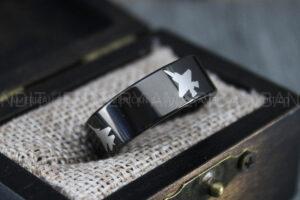 Fighter Aircraft Ring, Army Ring, Military Ring, Airforce Ring, Military Jewelry, Black Wedding Band, His Wedding Band, Fighter Jet Wedding