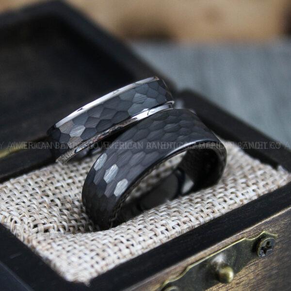 IMG_1484 Hammered Rings, Black Wedding Rings, Black Wedding Bands, Couple Rings, Couple Wedding Bands, Couple Wedding Rings, Matching Couple Rings
