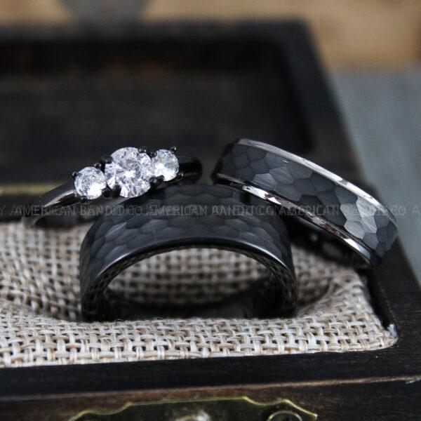 Hammered Rings, Black Wedding Rings, Black Wedding Bands, Couple Rings, Couple Wedding Bands, Couple Wedding Rings, Matching Couple Rings