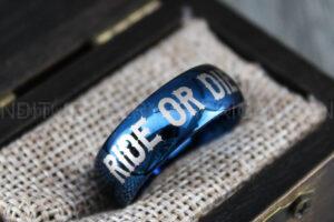 Ride or Die Ring, Blue Wedding Band, Ride or Die Wedding Band