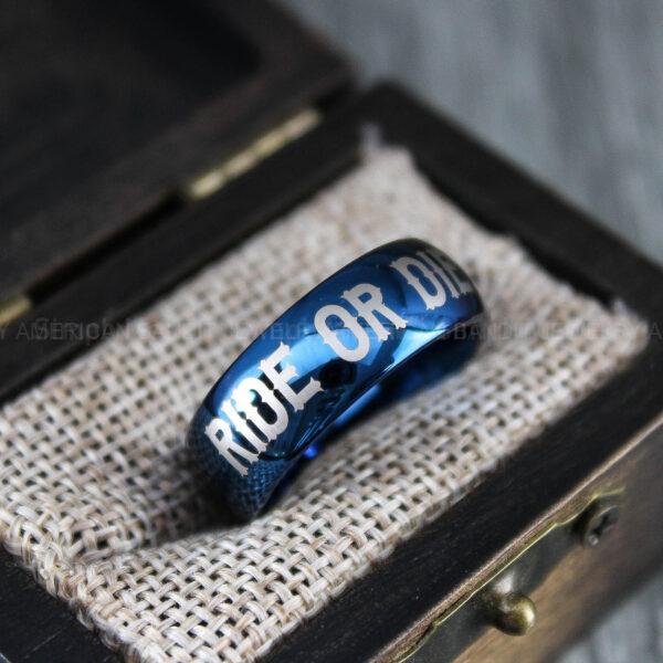 Ride or Die Ring, Blue Wedding Band, Ride or Die Wedding Band