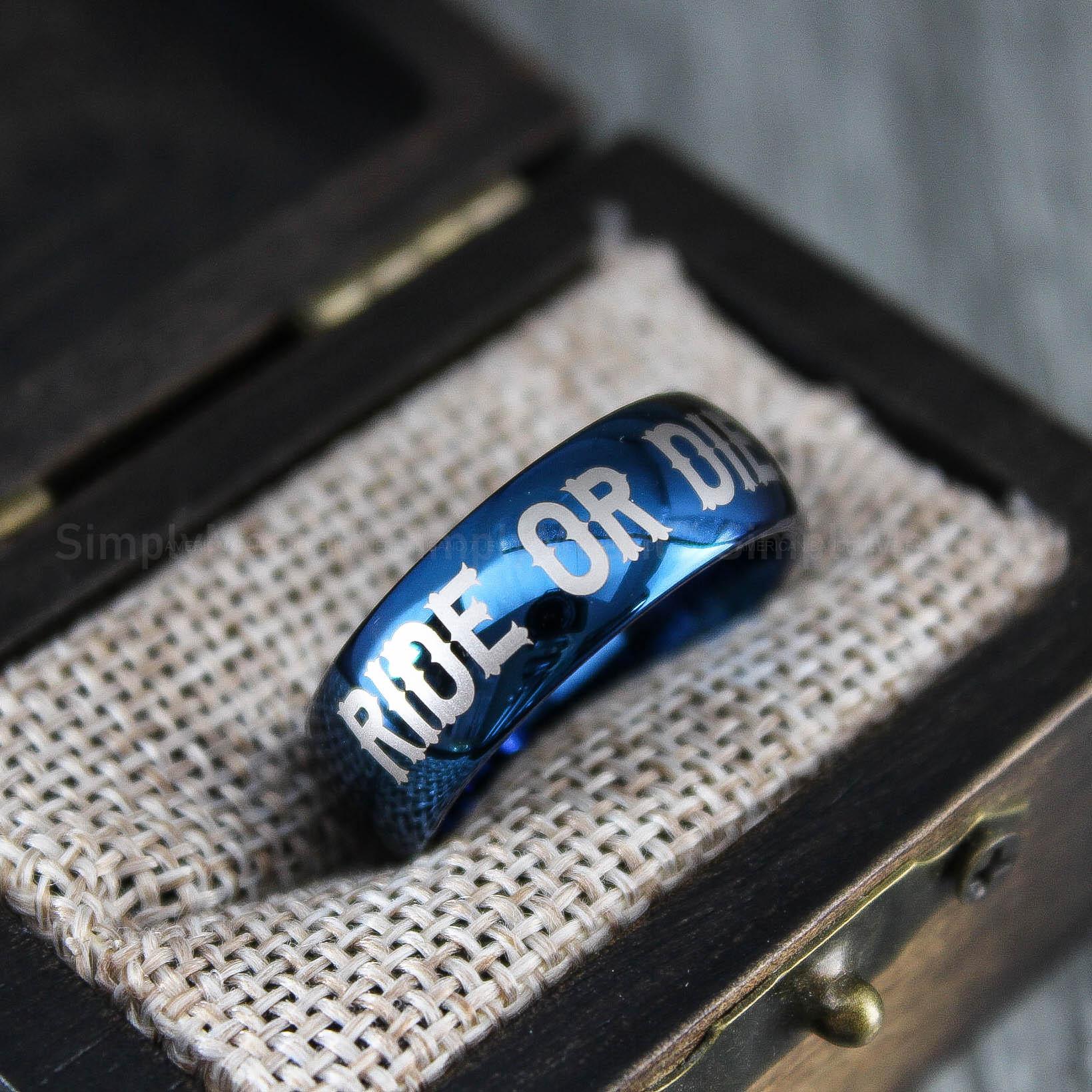 IMG_1487 Ride or Die Ring, Blue Wedding Band, Ride or Die Wedding Band - Image 1