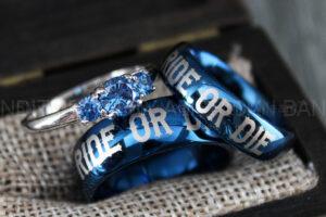 Ride or Die Rings, Blue Wedding Bands, Couple Ring Set, Matching Couple Rings